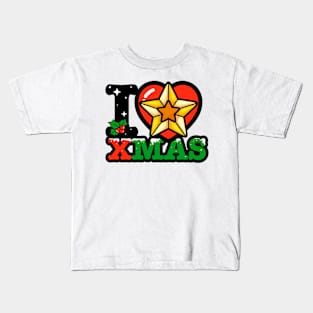 I heart christmas star xmas Kids T-Shirt